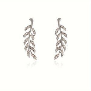 Leaf Diamond Ear Crawler Ear Hugger Earrings